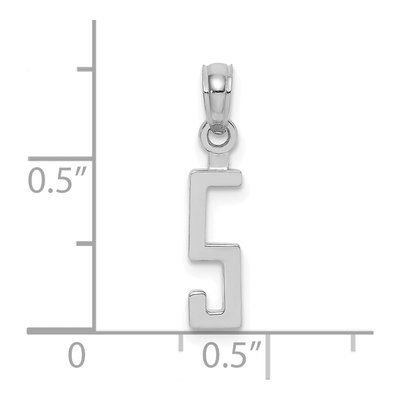 14K White Gold Number 5 Pendant – view 4