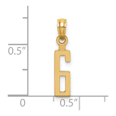 14K Yellow Gold Number 6 Pendant – view 4