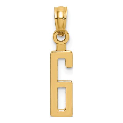 14K Yellow Gold Number 6 Pendant