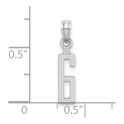 14K White Gold Number 6 Pendant – view 4