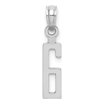 14K White Gold Number 6 Pendant