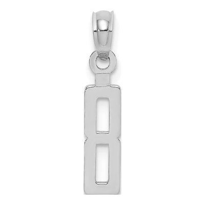 14K White Gold Number 8 Pendant