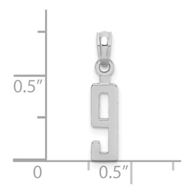 14K White Gold Number 9 Pendant – view 4