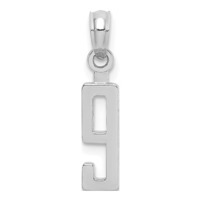 14K White Gold Number 9 Pendant