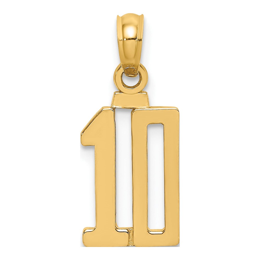14K Yellow Gold Number 10 Pendant