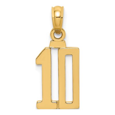 14K Yellow Gold Number 10 Pendant
