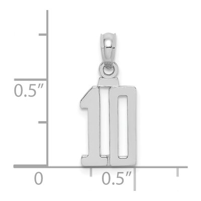 14K White Gold Number 10 Pendant – view 4