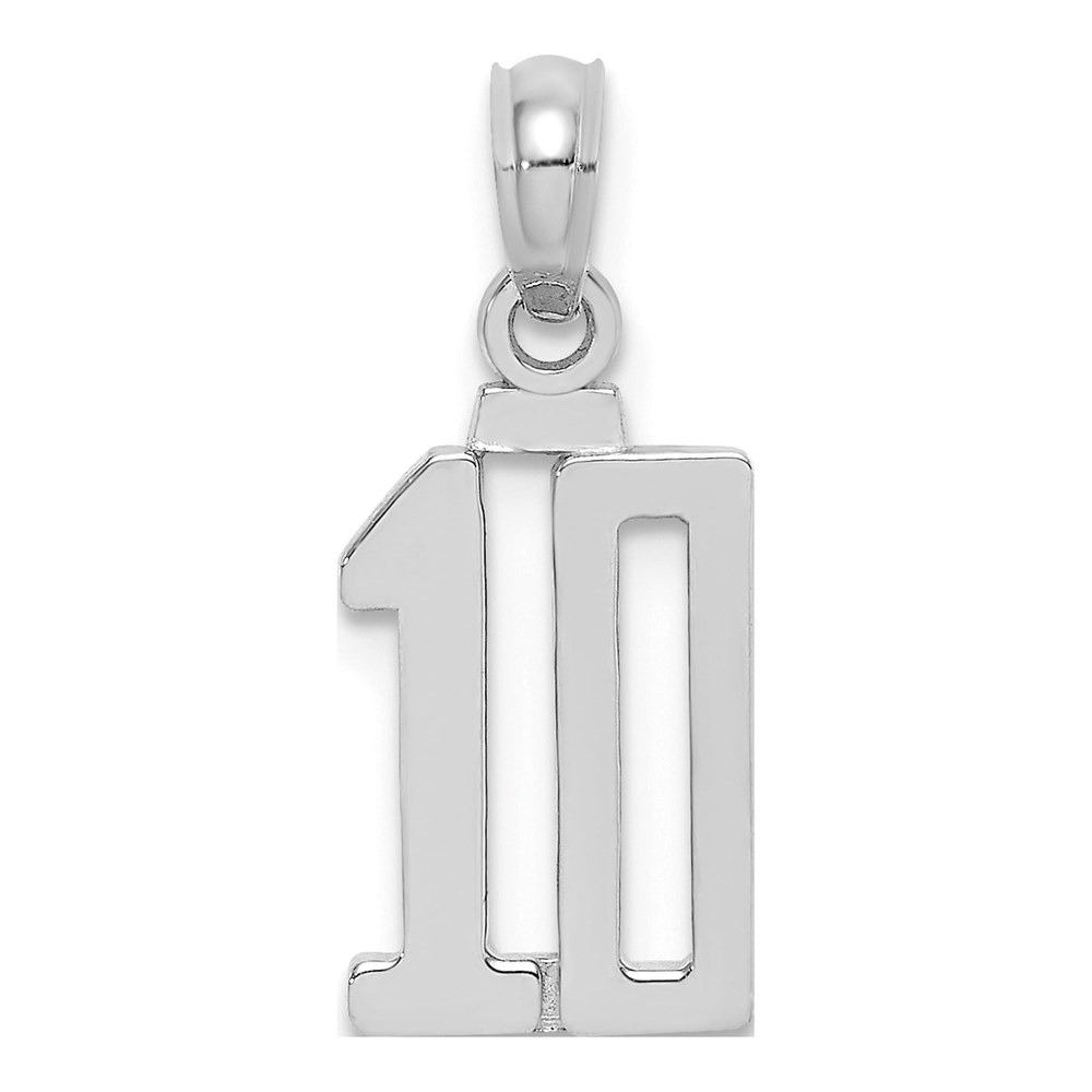 14K White Gold Number 10 Pendant