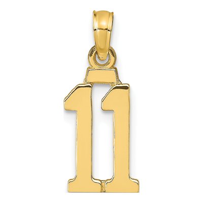 14K Yellow Gold Number 11 Pendant