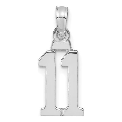 14K White Gold Number 11 Pendant