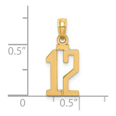 14K Yellow Gold Number 12 Pendant – view 4
