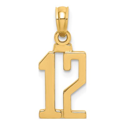 14K Yellow Gold Number 12 Pendant