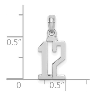 14K White Gold Number 12 Pendant – view 4