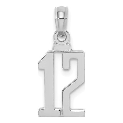 14K White Gold Number 12 Pendant