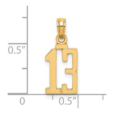 14K Yellow Gold Number 13 Pendant – view 4