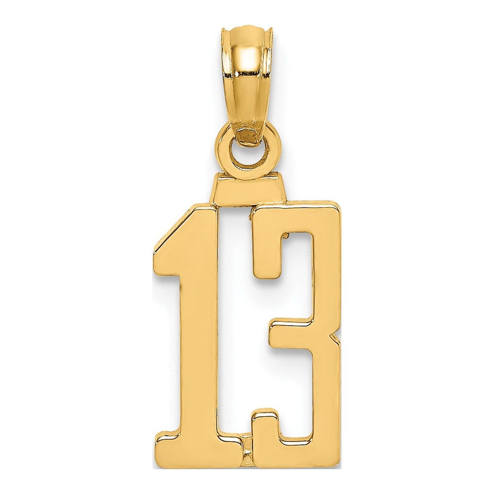 14K Yellow Gold Number 13 Pendant