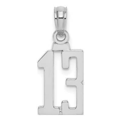 14K White Gold Number 13 Pendant
