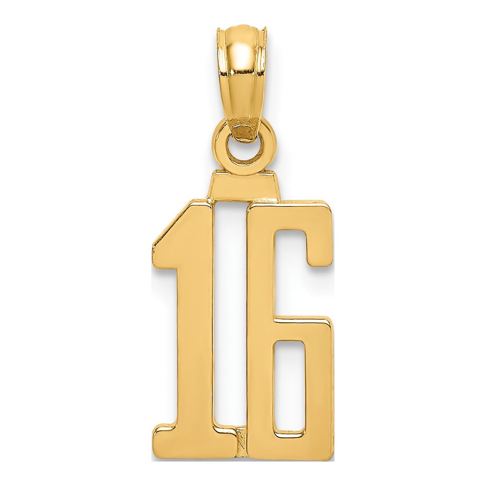 14K Yellow Gold Number 16 Pendant