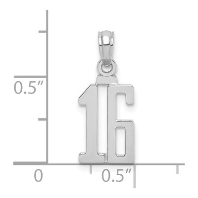 14K White Gold Number 16 Pendant – view 4