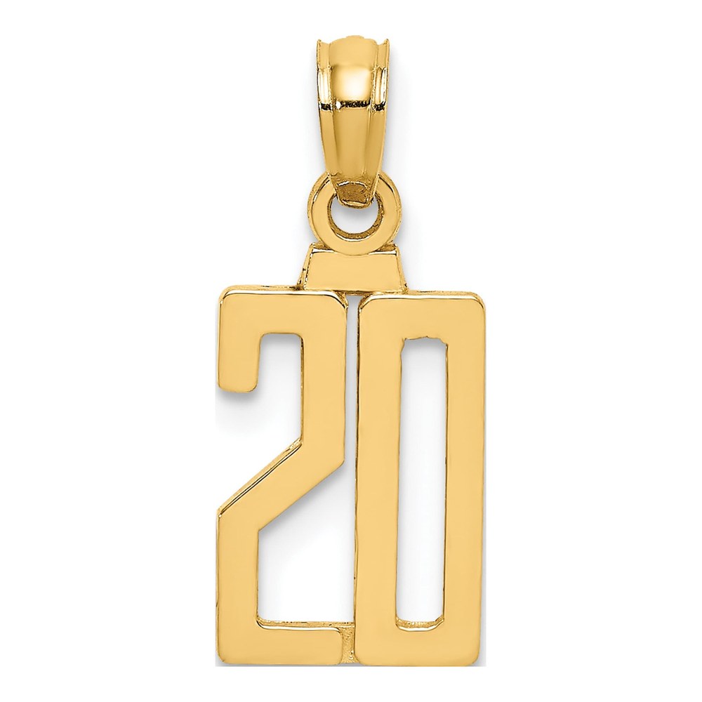 14K Yellow Gold Number 20 Pendant