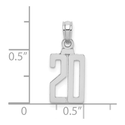 14K White Gold Number 20 Pendant – view 4