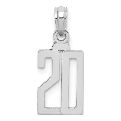 14K White Gold Number 20 Pendant