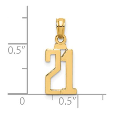 14K Yellow Gold Number 21 Pendant – view 4