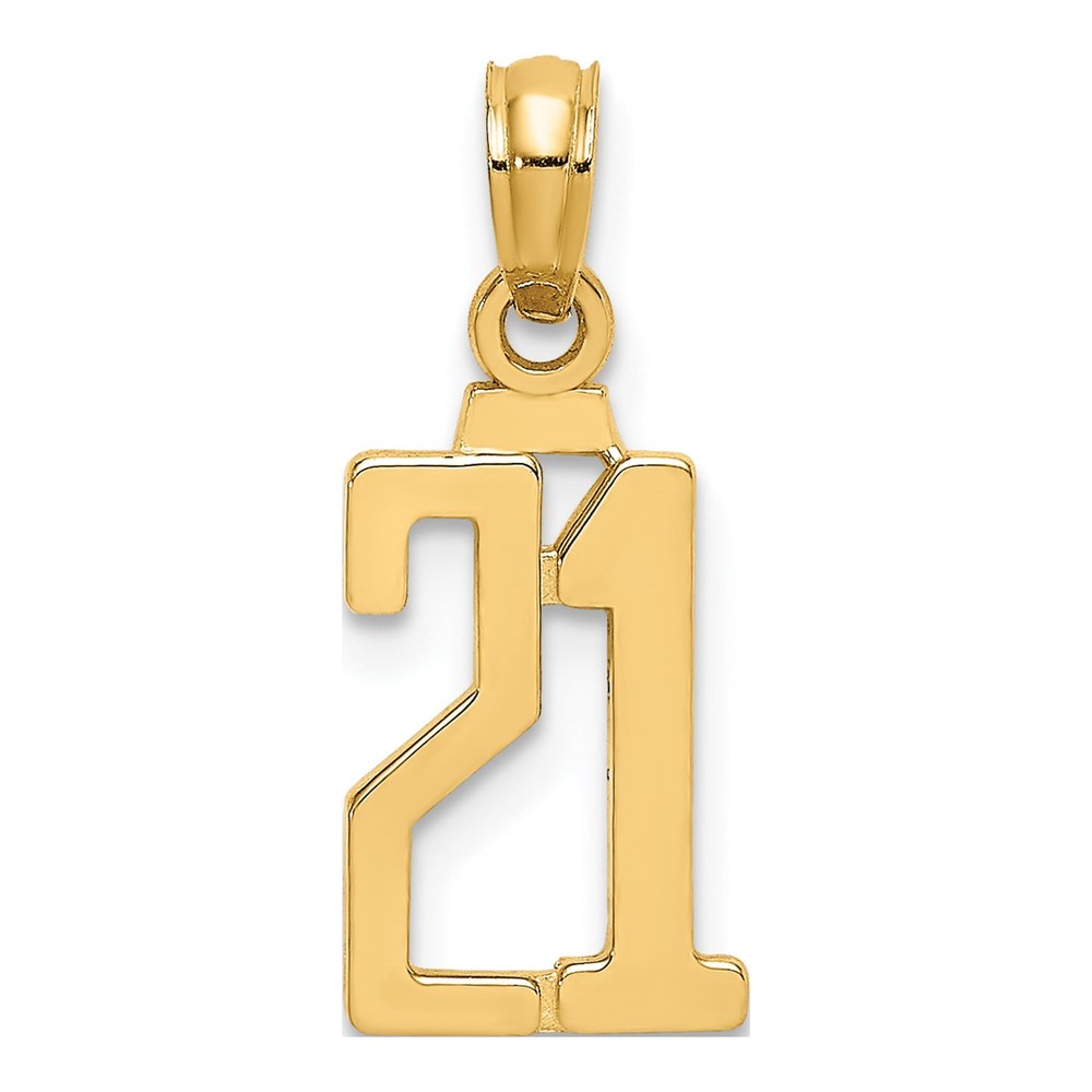 14K Yellow Gold Number 21 Pendant