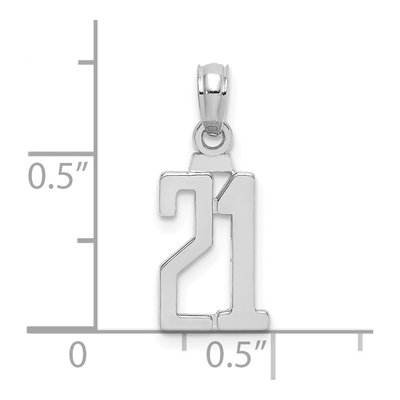 14K White Gold Number 21 Pendant – view 4