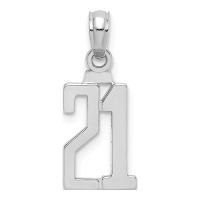 14K White Gold Number 21 Pendant