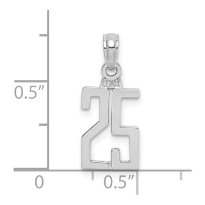 14K White Gold Number 25 Pendant – view 4