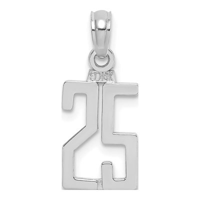 14K White Gold Number 25 Pendant