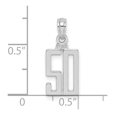 14K White Gold Number 50 Pendant – view 4