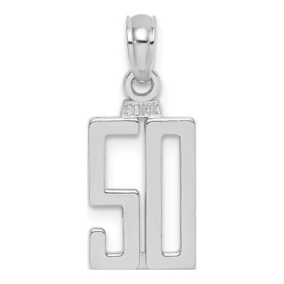 14K White Gold Number 50 Pendant