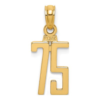 14K Yellow Gold Number 75 Pendant