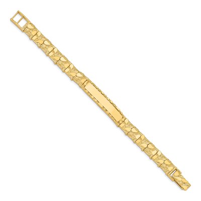14K Yellow Gold 10mm Nugget Link Chain Bracelet – view 3