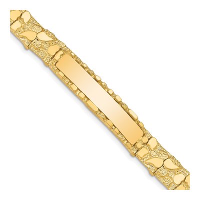 14K Yellow Gold 10mm Nugget Link Chain Bracelet