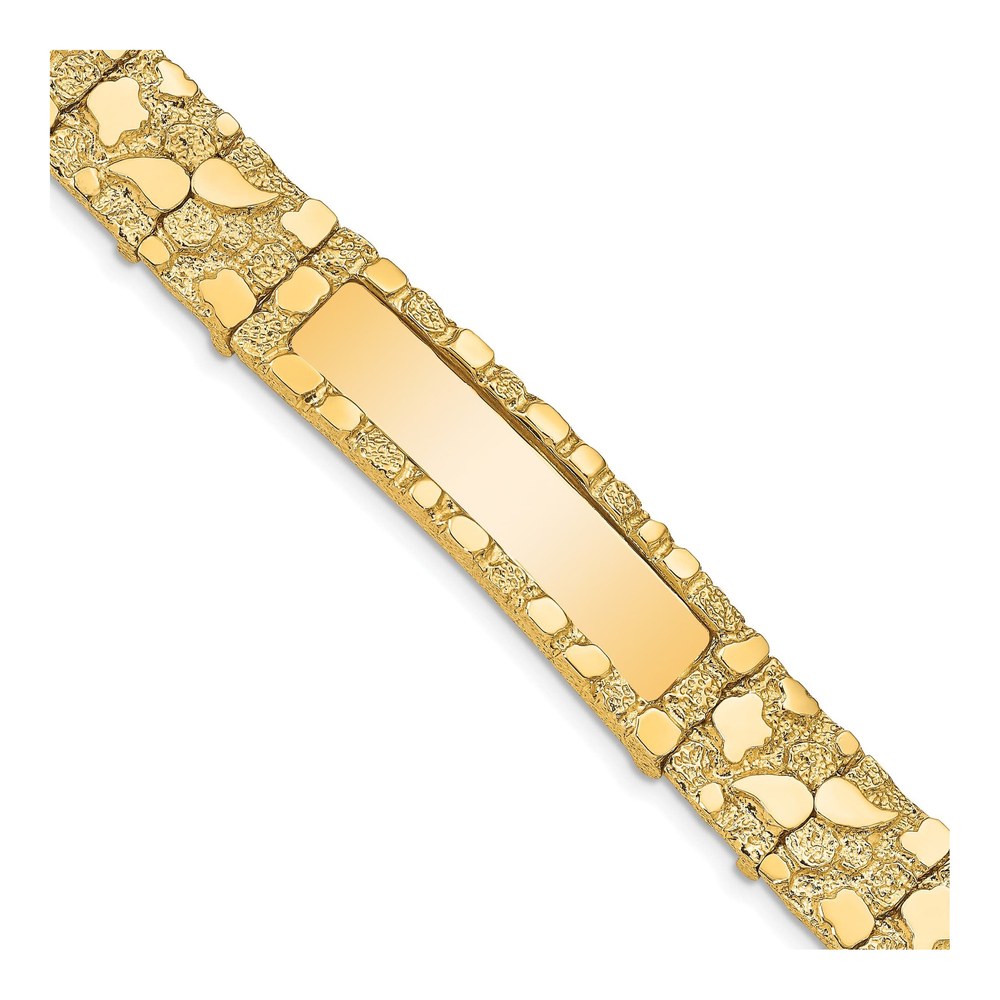 14K Yellow Gold 12mm Nugget Link Chain Bracelet