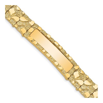 14K Yellow Gold 12mm Nugget Link Chain Bracelet