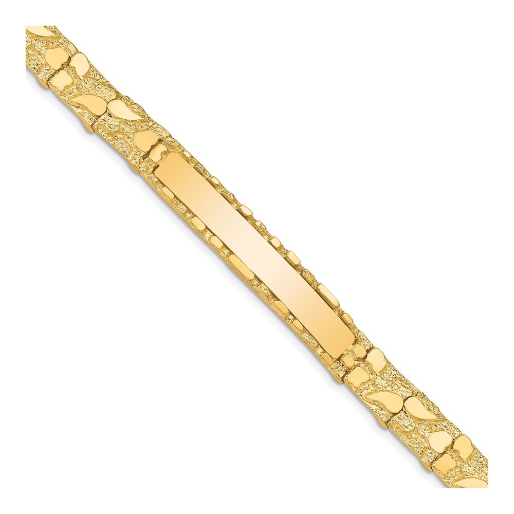 14K Yellow Gold 7mm Nugget Link Chain Bracelet