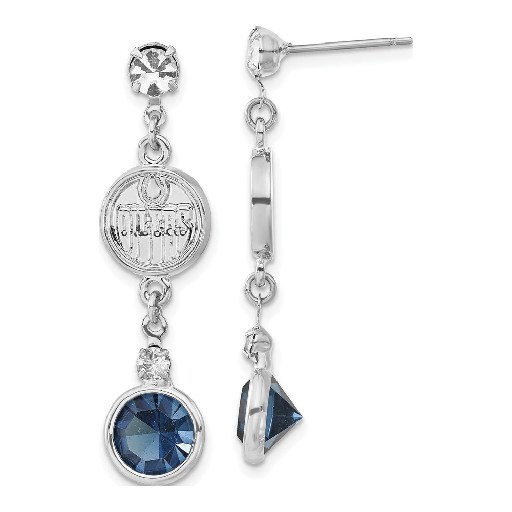 Edmonton Oilers Brass Crystal Dangle Earrings