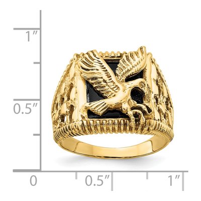 Men's 14K Yellow Gold Onyx Eagle Ring – view 4