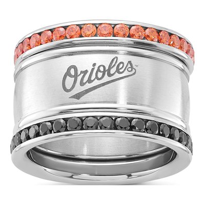 Baltimore Orioles Crystal Triple Ring Set