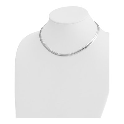 14K White Gold Domed Omega Necklace – view 4