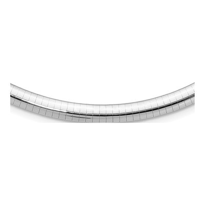 14K White Gold Domed Omega Necklace