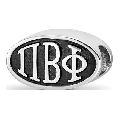 Pi Beta Phi Sterling Silver Sorority Greek Letters Enameled Oval Bead