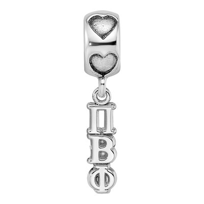 Pi Beta Phi Sterling Silver Heart Bead – view 4