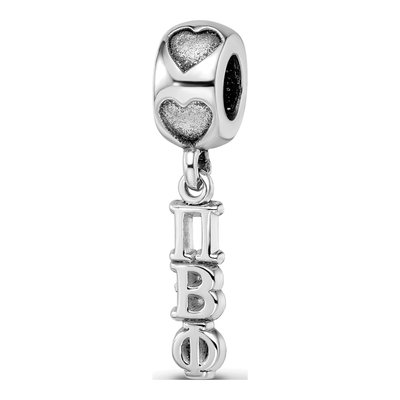 Pi Beta Phi Sterling Silver Heart Bead