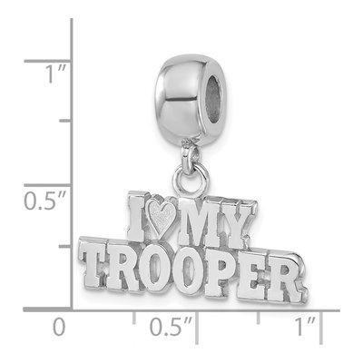 Sterling Silver I Heart My Trooper Dangle Bead – view 4