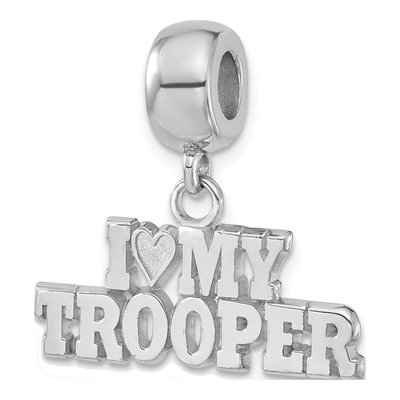 Sterling Silver I Heart My Trooper Dangle Bead